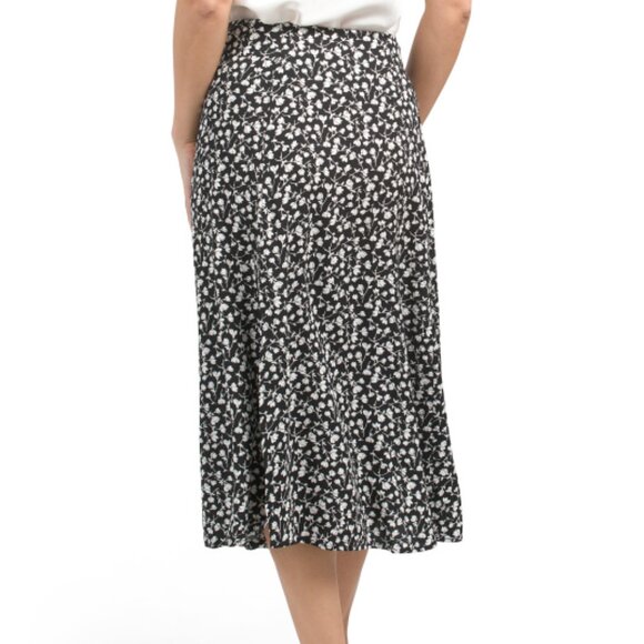 NEW CATHERINE MALANDRINO Woven Printed Midi Skirt Black/White 162mn - Picture 2 of 2